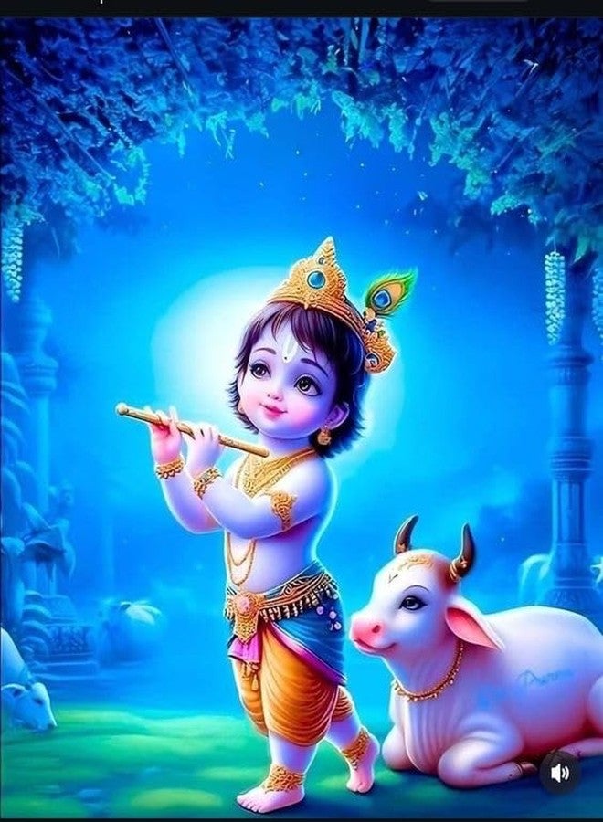 TREXEE مجموعة رسم بالأرقام من TREXEE Bal Krishna بالأكريليك - مناسبة للكبار والصغار المبتدئين - اصنعها بنفسك زيت على قماش - مجموعة رسم دينية - ديكور حائط - ديكور منزلي عصري (بدون إطار) (16 × 20 بوصة) - Image 1